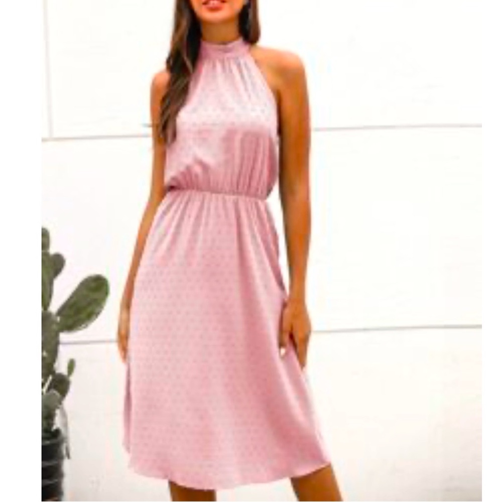 SHEIN Pink Halter Midi Dress